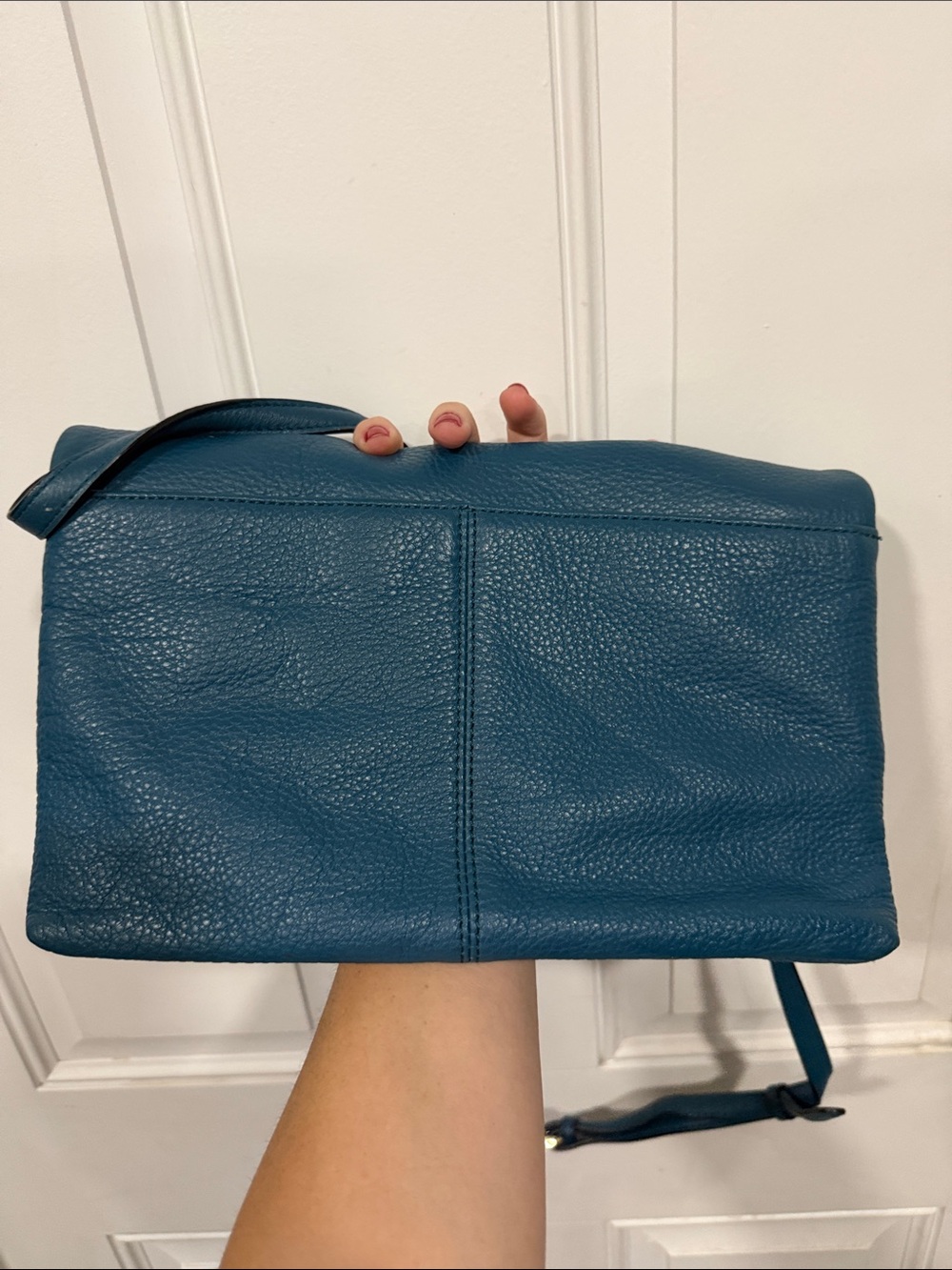 Calvin Klein Blue Pebbled Leather Fold-Over Crossbody - Picture 6 of 6